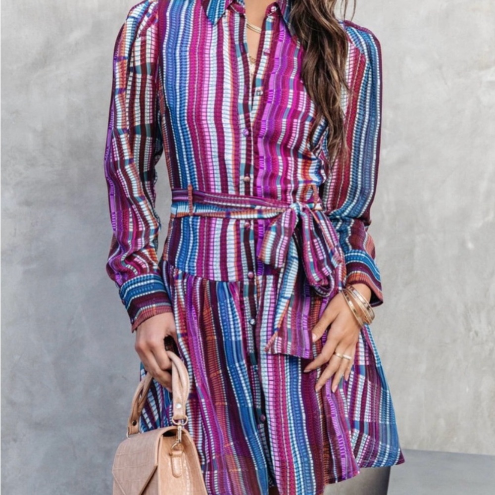 VICI Striped Multicolor Shirt Dress